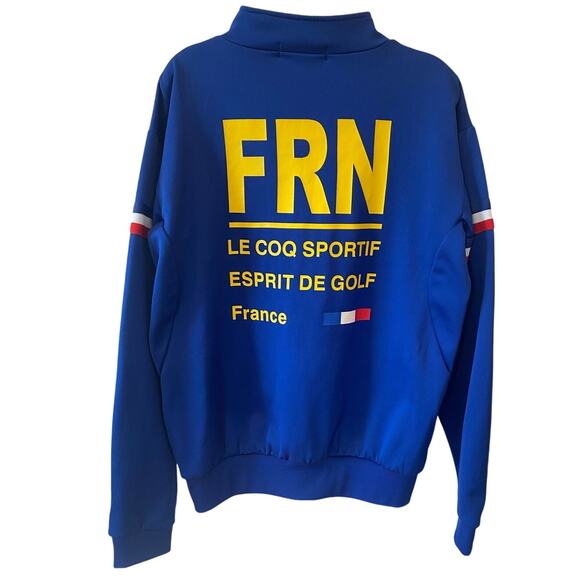 Le Coq Sportif Golf Men's Jacket Pullover 1/4 Zip Blue Yellow France Size Large - Picture 2 of 15